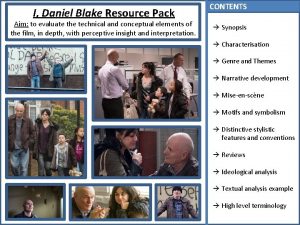 I Daniel Blake Resource Pack Aim to evaluate