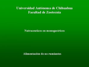 Universidad Autnoma de Chihuahua Facultad de Zootecnia Nutraceuticos