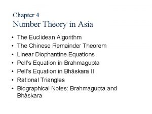 Chapter 4 Number Theory in Asia The Euclidean