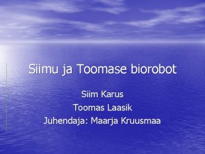 Siimu ja Toomase biorobot Siim Karus Toomas Laasik