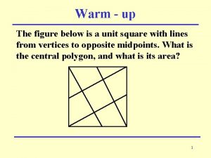 Warm up The figure below is a unit