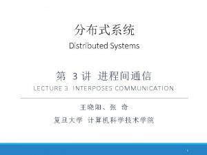 Distributed Systems 3 LECTURE 3 INTERPOSES COMMUNICATION 1
