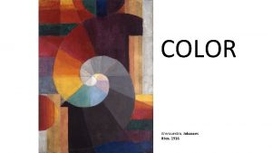 COLOR El encuentro Johannes Itten 1916 COLOR Sensacin