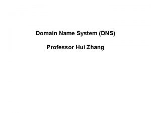 Domain Name System DNS Professor Hui Zhang Names