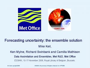 Forecasting uncertainty the ensemble solution Mike Keil Ken