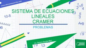 SISTEMA DE ECUACIONES LINEALES CRAMER PROBLEMAS Se representa