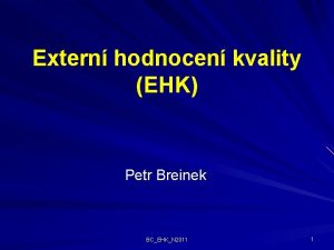 Extern hodnocen kvality EHK Petr Breinek BCEHKN 2011
