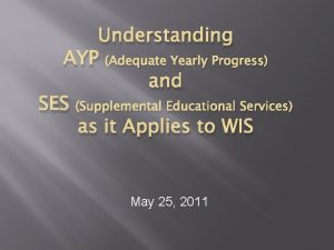Understanding AYP Adequate Yearly Progress and SES Supplemental
