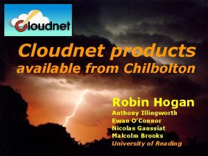 Cloudnet products available from Chilbolton Robin Hogan Anthony