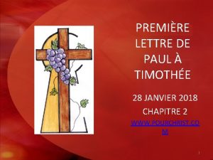 PREMIRE LETTRE DE PAUL TIMOTHE 28 JANVIER 2018
