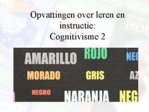 Opvattingen over leren en instructie Cognitivisme 2 Van