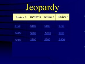 Jeopardy Review 1 Review 2 Review 3 Review