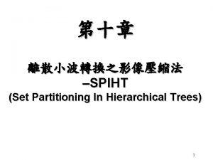 SPIHT Set Partitioning In Hierarchical Trees 1 SPIHT