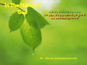 In The Name of God Dr Alireza mohammadzadeh