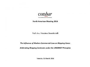 COMBAR North American Meeting 2016 Prof Avv Massimo