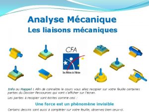 Analyse Mcanique Les liaisons mcaniques Info ou Rappel