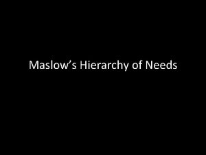 Maslows Hierarchy of Needs Abraham Maslow Famed psychologist