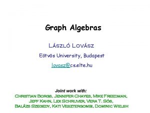 Graph Algebras Lszl Lovsz Etvs University Budapest lovaszcs