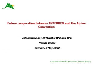 Future cooperation between INTERREG and the Alpine Convention