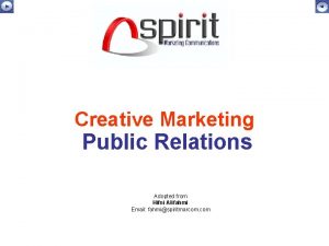 Creative Marketing Public Relations Adopted from Hifni Alifahmi