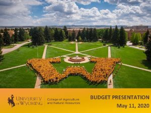 BUDGET PRESENTATION May 11 2020 BUDGET SUPPORTS VISION