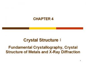 CHAPTER 4 Crystal Structure Fundamental Crystallography Crystal Structure