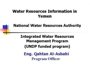 Water Resources Information in Yemen National Water Resources
