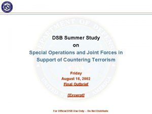DSB Summer Study on Special Operations and Joint