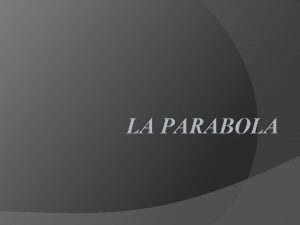 LA PARABOLA La parbola es el lugar geomtrico