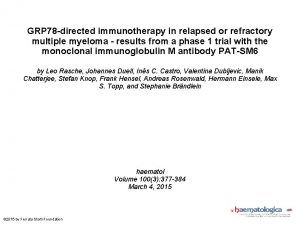 GRP 78 directed immunotherapy in relapsed or refractory