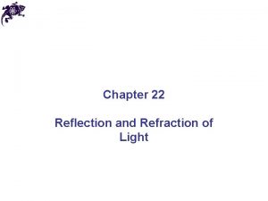 Chapter 22 Reflection and Refraction of Light Dual