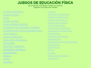 JUEGOS DE EDUCACIN FSICA BLOQUES DE CONTENIDO PARA