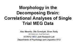 Morphology in the Decomposing Brain Correlational Analyses of