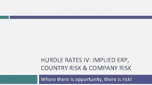 HURDLE RATES IV IMPLIED ERP COUNTRY RISK COMPANY