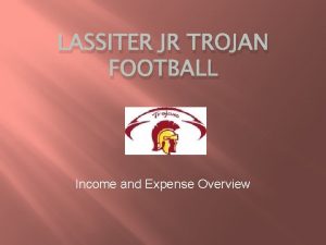 LASSITER JR TROJAN FOOTBALL Income and Expense Overview