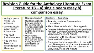 Revision Guide for the Anthology Literature Exam Literature