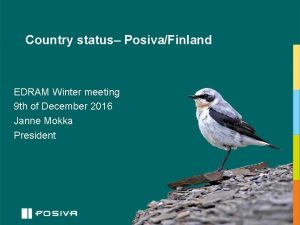 Country status PosivaFinland EDRAM Winter meeting 9 th