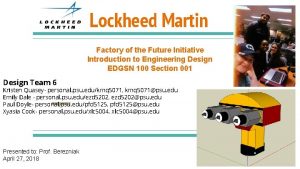 Lockheed Martin Factory of the Future Initiative Introduction