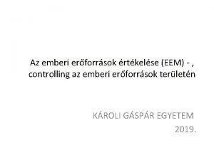 Az emberi erforrsok rtkelse EEM controlling az emberi