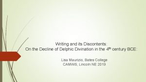 Writing and its Discontents On the Decline of