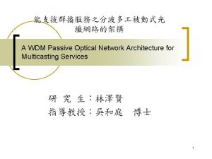 A WDM Passive Optical Network Architecture for Multicasting