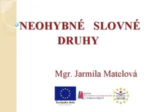 NEOHYBN SLOVN DRUHY Mgr Jarmila Matelov Neohybn slovn