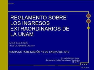 REGLAMENTO SOBRE LOS INGRESOS EXTRAORDINARIOS DE LA UNAM