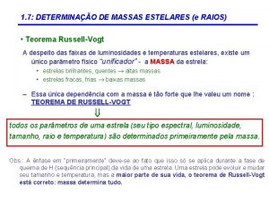 1 7 DETERMINAO DE MASSAS ESTELARES e RAIOS