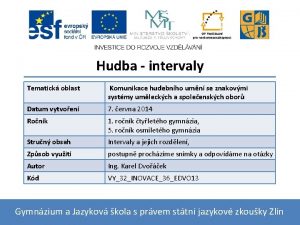 Hudba intervaly Tematick oblast Komunikace hudebnho umn se