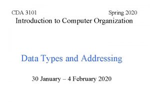 CDA 3101 Spring 2020 Introduction to Computer Organization
