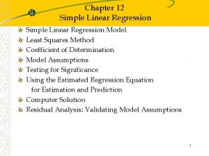 Chapter 12 Simple Linear Regression Model Least Squares