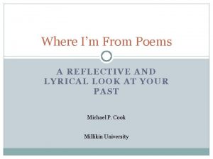 Where Im From Poems A REFLECTIVE AND LYRICAL