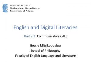 English and Digital Literacies Unit 2 3 Communicative