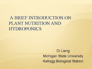 A BRIEF INTRODUCTION ON PLANT NUTRITION AND HYDROPONICS